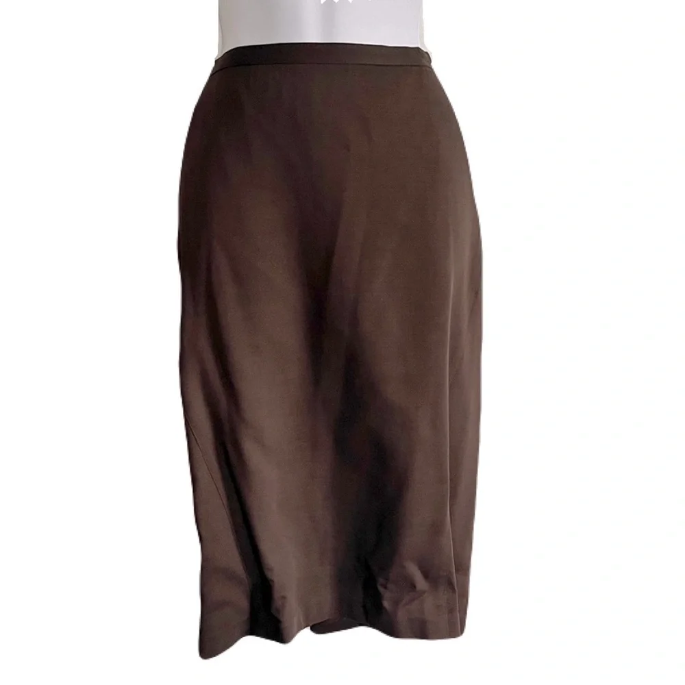 NWT Linda Allard / Ellen Tracy Brown Wool-Blend Skirt, Size 8